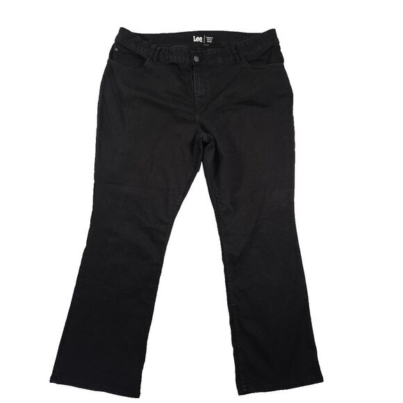 Lee Mid Rise Regular Fit Bootcut Denim Jeans Size 24W Medium Black Cotton Blend - Picture 1 of 9